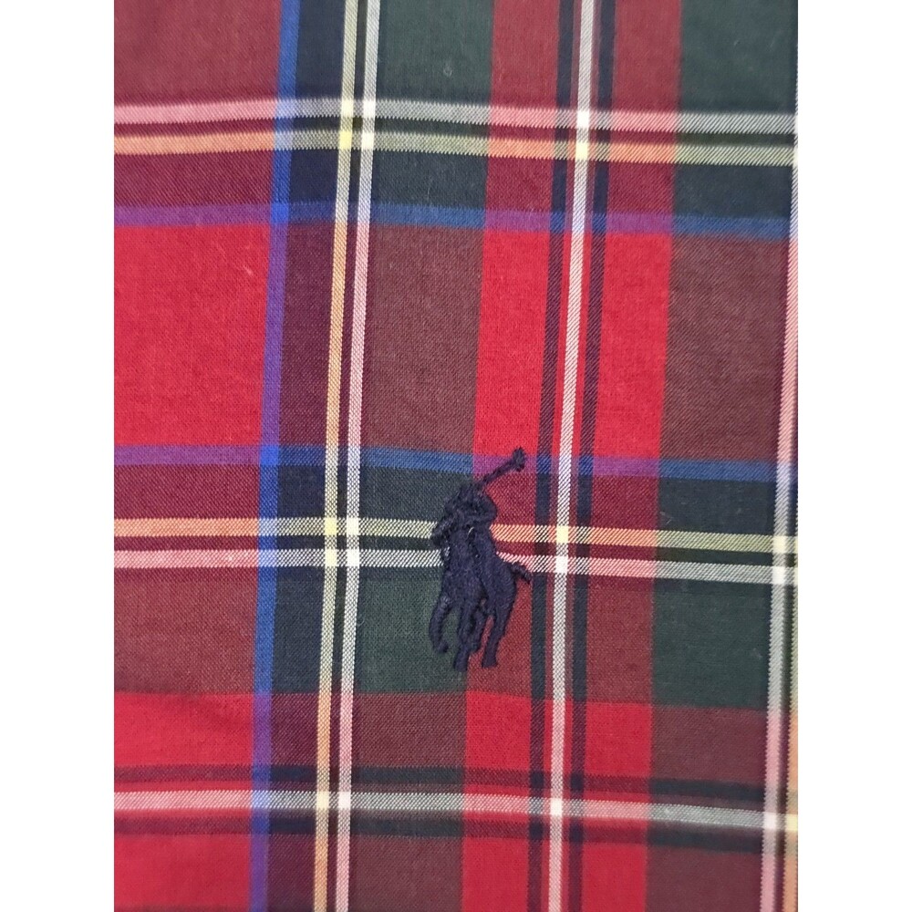 Ralph Lauren Boys Plaid Check Button Down Shirt Red Green Cotton Size M 10-12 - Picture 4 of 11